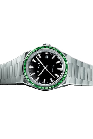 Cofanetto orologio automatico in acciaio e lunette Alicante Rainbow - Argentato e verde scuro - Duxot