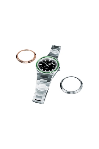 Cofanetto orologio automatico in acciaio e lunette Alicante Rainbow - Argentato e verde scuro - Duxot