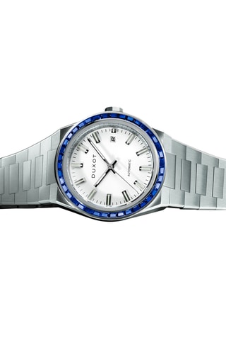 Cofanetto orologio automatico in acciaio e lunette Alicante Rainbow - Argentato e blu scuro - Duxot