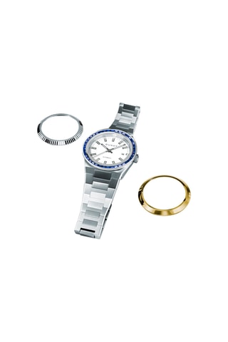Cofanetto orologio automatico in acciaio e lunette Alicante Rainbow - Argentato e blu scuro - Duxot