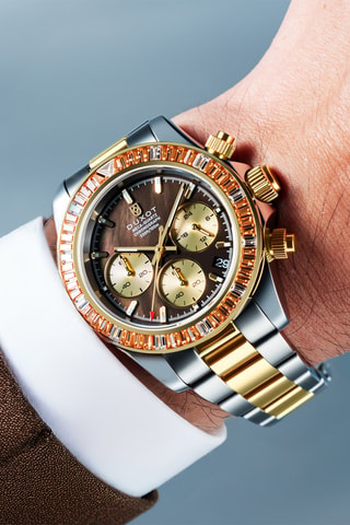 Orologio al quarzo in acciaio Accelero Rainbow - Cronografo - Argentato e dorato - Duxot