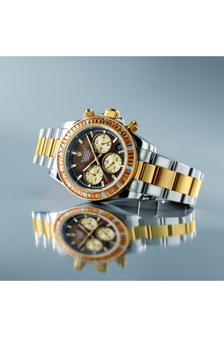 Orologio al quarzo in acciaio Accelero Rainbow - Cronografo - Argentato e dorato - Duxot
