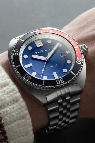Orologio automatico in acciaio Tortuga - Argentato e navy - Duxot