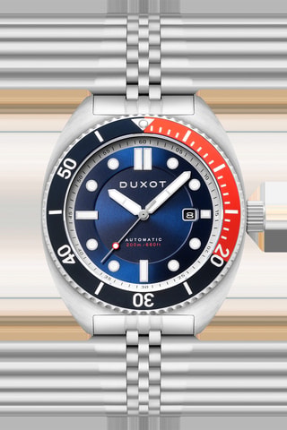 Orologio automatico in acciaio Tortuga - Argentato e navy - Duxot