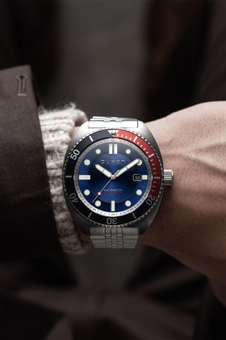 Orologio automatico in acciaio Tortuga - Argentato e navy - Duxot
