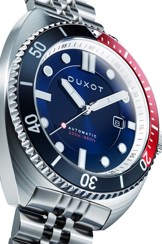 Orologio automatico in acciaio Tortuga - Argentato e navy - Duxot