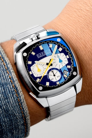 Orologio al quarzo in acciaio Taurus - Cronografo - Argentato e navy - Cadola