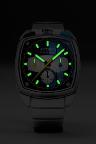 Orologio al quarzo in acciaio Taurus - Cronografo - Argentato e navy - Cadola