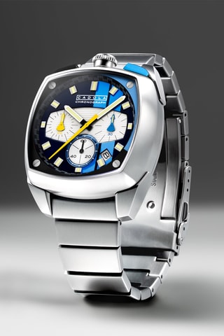 Orologio al quarzo in acciaio Taurus - Cronografo - Argentato e navy - Cadola