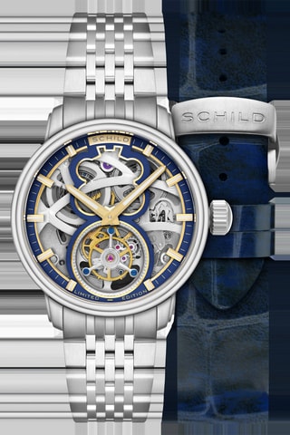 Cofanetto orologio automatico e cinturini in acciaio e ?* SCONOSCIUTO Maximillian - Argentato e navy - Schild
