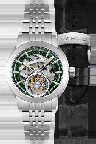 Orologio automatico in acciaio Heinrich - Argentato e verde scuro - Schild