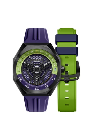 Cofanetto orologio automatico e cinturini in gomma Skylab - Blu e nero - Nubeo