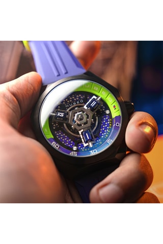 Cofanetto orologio automatico e cinturini in gomma Skylab - Blu e nero - Nubeo