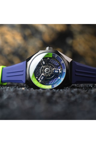 Cofanetto orologio automatico e cinturini in gomma Skylab - Blu e nero - Nubeo