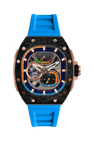 Orologio automatico in gomma Viper - Celeste e nero - Nubeo