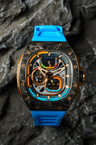 Orologio automatico in gomma Viper - Celeste e nero - Nubeo