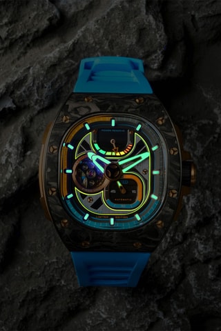 Orologio automatico in gomma Viper - Celeste e nero - Nubeo