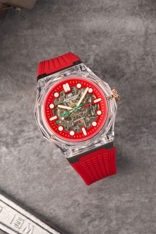 Orologio automatico in silicone Ravello - Rosso e bianco - Dominatore Del Mare