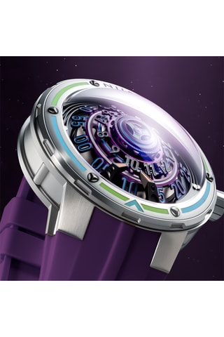 Orologio automatico in silicone Orbiter - Viola e argentato - Nubeo