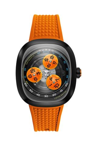 Orologio automatico in gomma Tri-Star Orbit - Arancione e nero - Nubeo