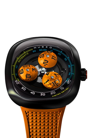 Orologio automatico in gomma Tri-Star Orbit - Arancione e nero - Nubeo