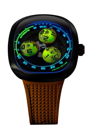 Orologio automatico in gomma Tri-Star Orbit - Arancione e nero - Nubeo