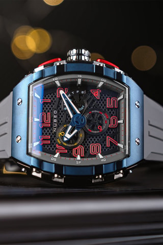 Orologio al quarzo in gomma Magellan - Cronografo - Nero e navy - Nubeo