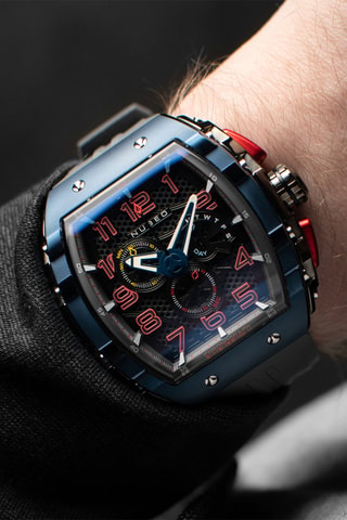 Orologio al quarzo in gomma Magellan - Cronografo - Nero e navy - Nubeo