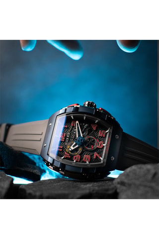 Orologio al quarzo in gomma Magellan - Cronografo - Nero e navy - Nubeo