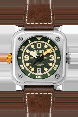 Orologio automatico in pelle Pershing - Marrone e argentato - RGMT