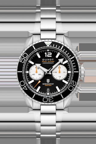 Orologio al quarzo in acciaio Tiburon - Cronografo - Argentato e nero - Duxot