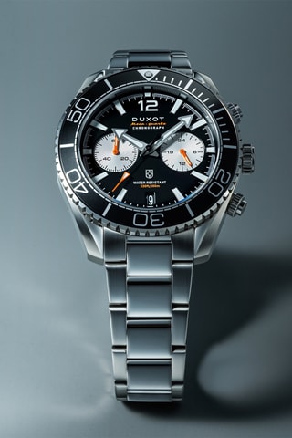 Orologio al quarzo in acciaio Tiburon - Cronografo - Argentato e nero - Duxot