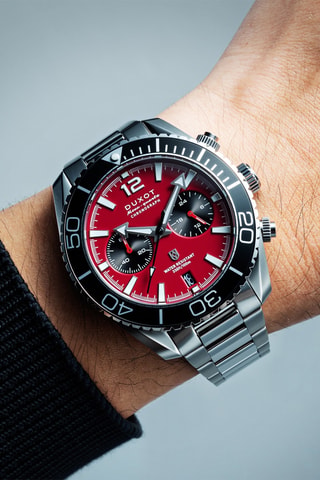 Orologio al quarzo in acciaio Tiburon - Cronografo - Argentato e nero - Duxot