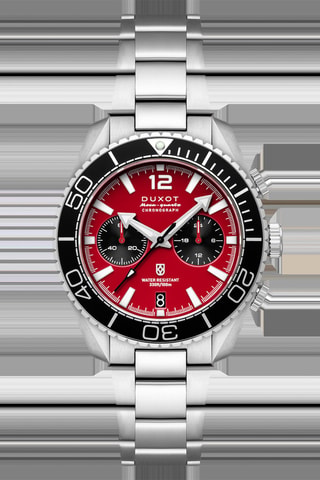 Orologio al quarzo in acciaio Tiburon - Cronografo - Argentato e nero - Duxot