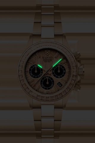 Orologio al quarzo in acciaio Accelero Meteorite - Cronografo - Dorato rosa e nero - Duxot