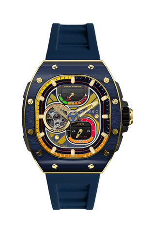 Orologio automatico in gomma Viper - Navy e dorato - Nubeo