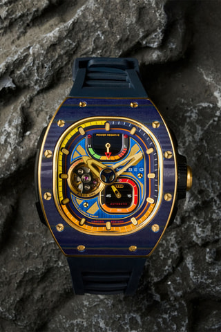 Orologio automatico in gomma Viper - Navy e dorato - Nubeo
