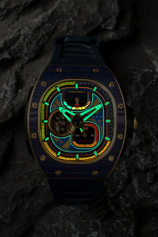 Orologio automatico in gomma Viper - Navy e dorato - Nubeo