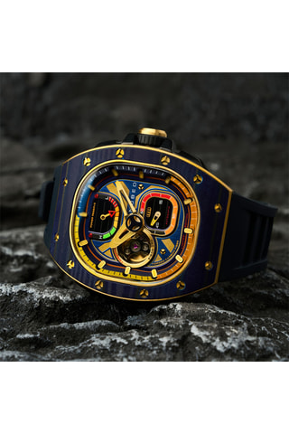 Orologio automatico in gomma Viper - Navy e dorato - Nubeo
