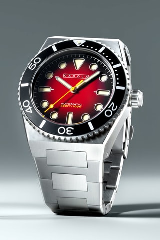 Orologio automatico in acciaio Farina - Argentato e rosso - Cadola