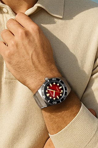 Orologio automatico in acciaio Farina - Argentato e rosso - Cadola