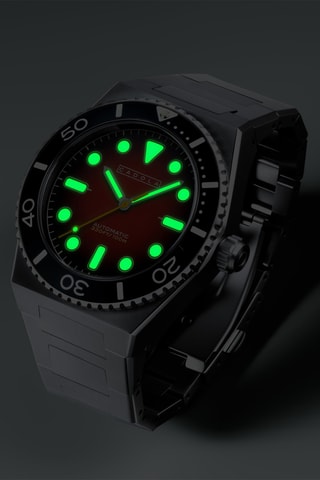 Orologio automatico in acciaio Farina - Argentato e rosso - Cadola