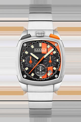Orologio al quarzo in acciaio Taurus - Cronografo - Argentato e arancione - Cadola