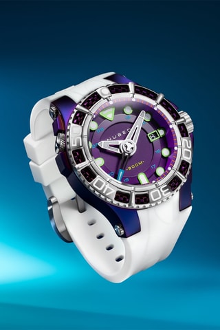 Orologio automatico in silicone Manta - Argentato e viola - Nubeo