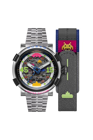 Cofanetto orologio automatico e cinturini in acciaio e ? Orion - Argentato e nero - Nubeo