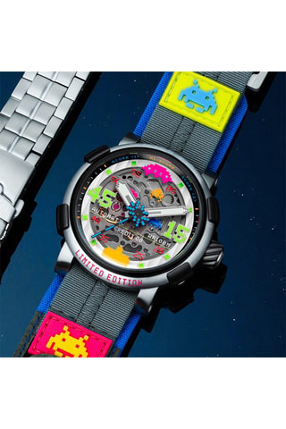 Cofanetto orologio automatico e cinturini in acciaio e ? Orion - Argentato e nero - Nubeo