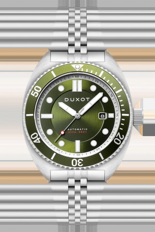 Orologio automatico in acciaio Tortuga - Argentato e verde - Duxot