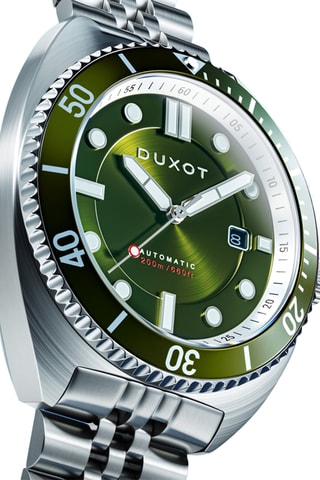 Orologio automatico in acciaio Tortuga - Argentato e verde - Duxot