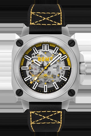Orologio automatico in pelle Altimeter - Argentato e nero - RGMT