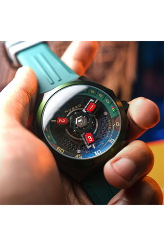 Cofanetto orologio automatico e cinturini in gomma Skylab - Verde e nero - Nubeo